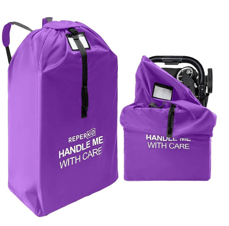 reperkid Large Stroller Bag for Airplane Travel, Purple, 47" H x 24" W x 15" D, Fits Most Large, Single, Double, Jogging Strollers - Premium Waterproof Cover, Adjustable Shoulder Straps - Image 1